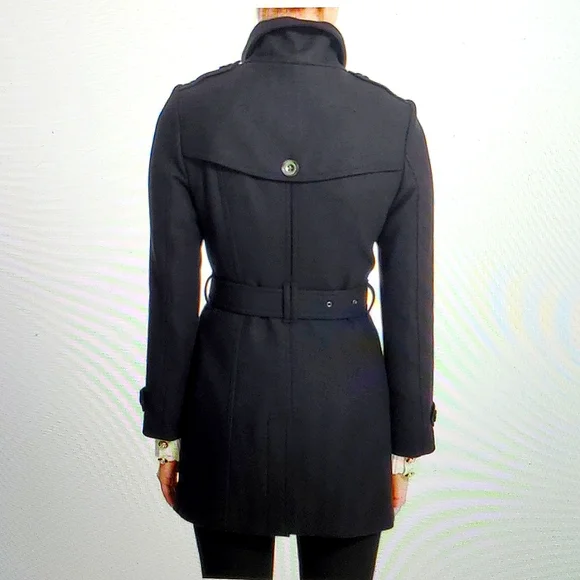 BURBERRY BRIT black Daylesmore wool cashmere blend winter coat size 4